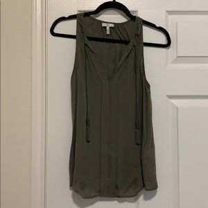 olive green joie silk tank blouse